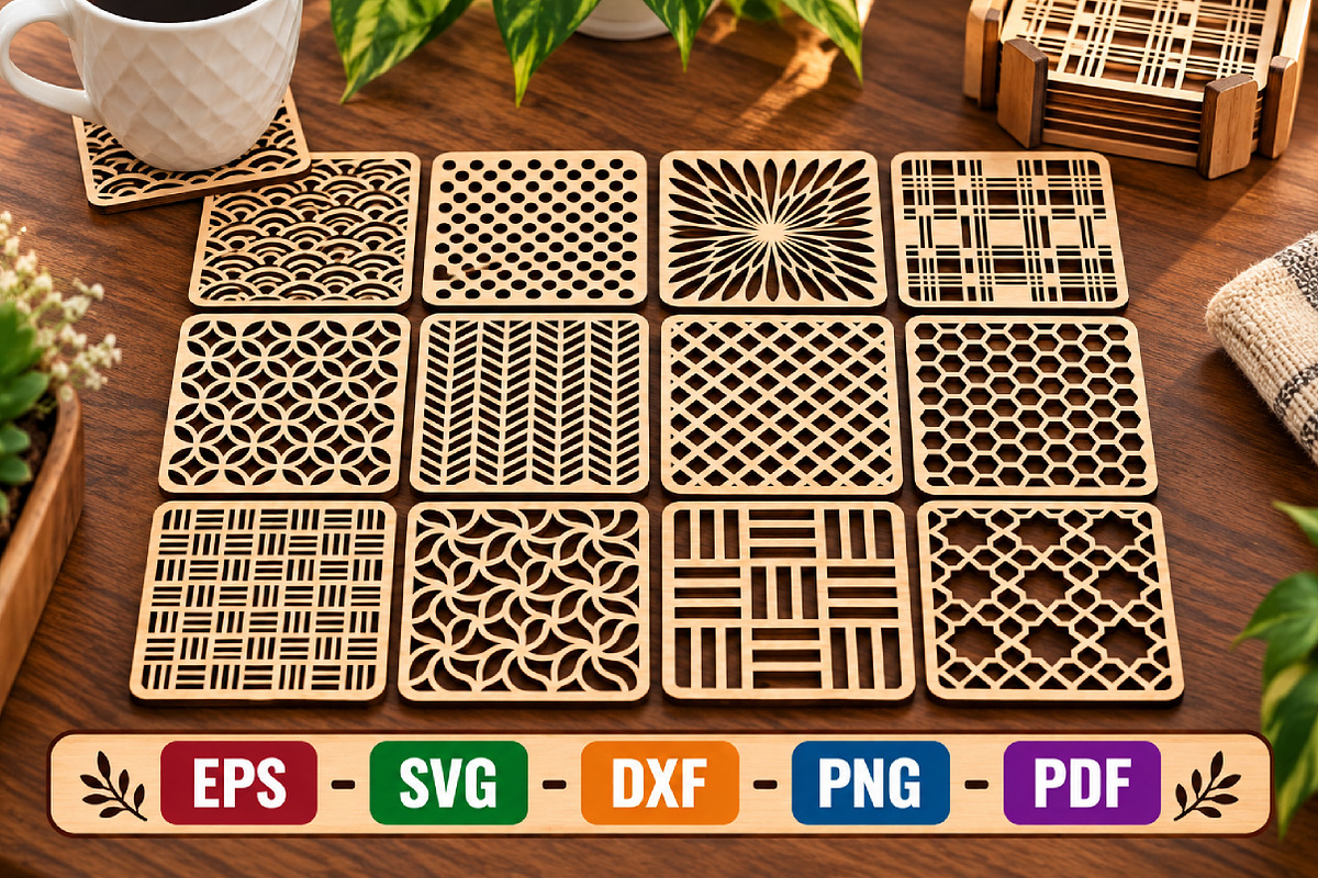 Square Coasters SVG Bundle, an Object Graphic by Libby Wishes (Photo 1 of 3)
