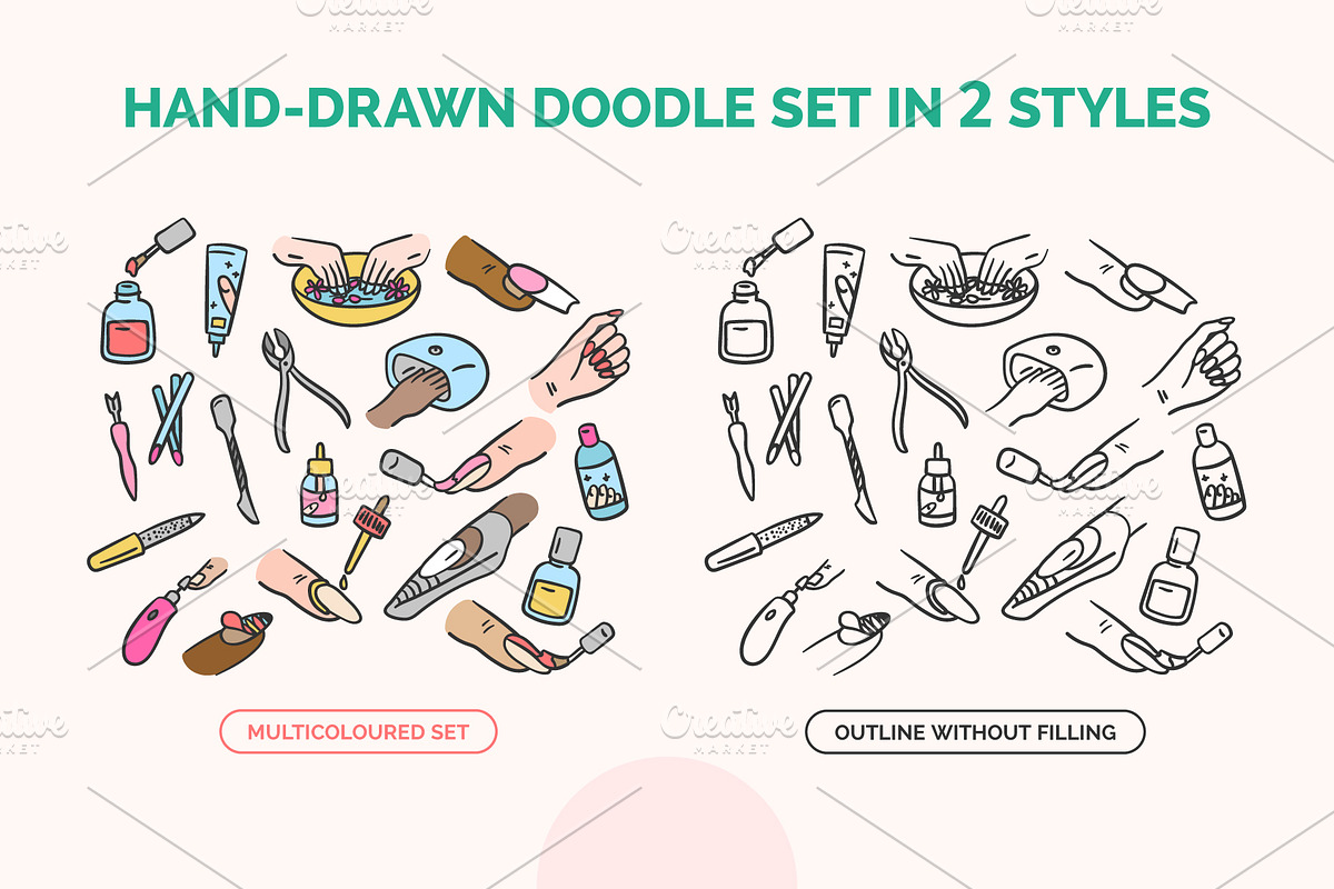 Nail Manicure Set Doodle Style, an Object Graphic by 35lab (Photo 3 of 6)