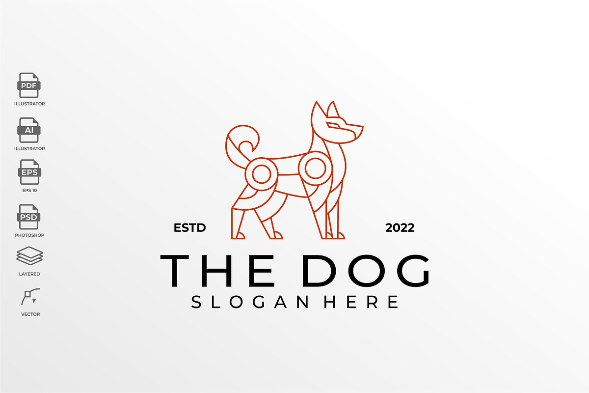 Geometric Lineart Dog Logo Template, a Branding & Logo Template by Rupture