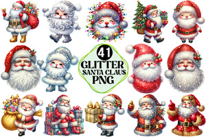 Glitter Christmas Santa Claus, an Illustration by Pixels.Craft