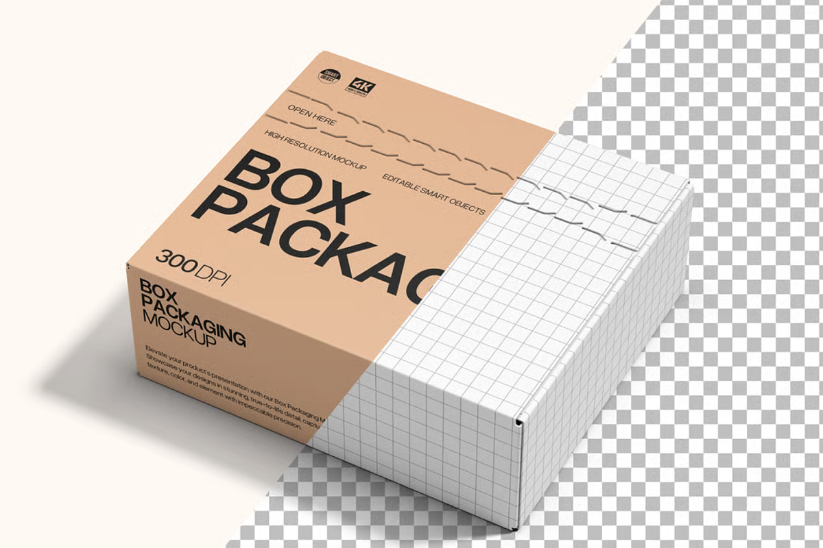 Box Mockup Front & Side Views, a Packaging Mockup by graphicsauce