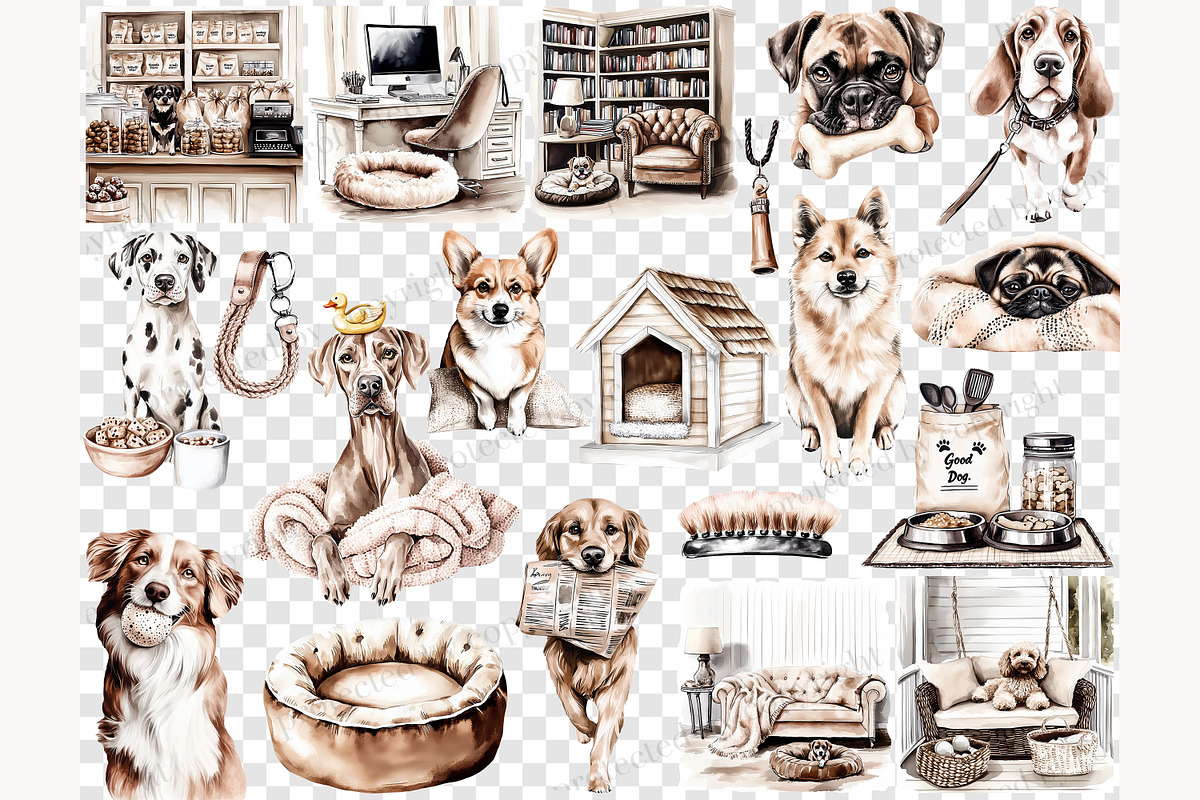 Dog Mom Clipart Set | 50 Dog Breeds, a Person Illustration by GlamArtZhanna (Photo 6 of 8)