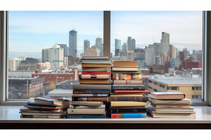 city stack of book ai generated, a School & Education Photo by pikepicture
