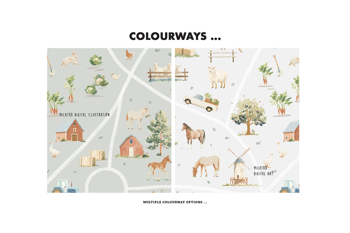 Rustic countryside farm map pattern, a Pattern Graphic by Milatoo (Photo 4 of 4)