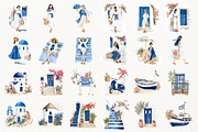 Summer Greece Watercolor Clipart, a Seasonal Illustration by Nicolle's Colorful Art (Thumbnail 2 of 5)