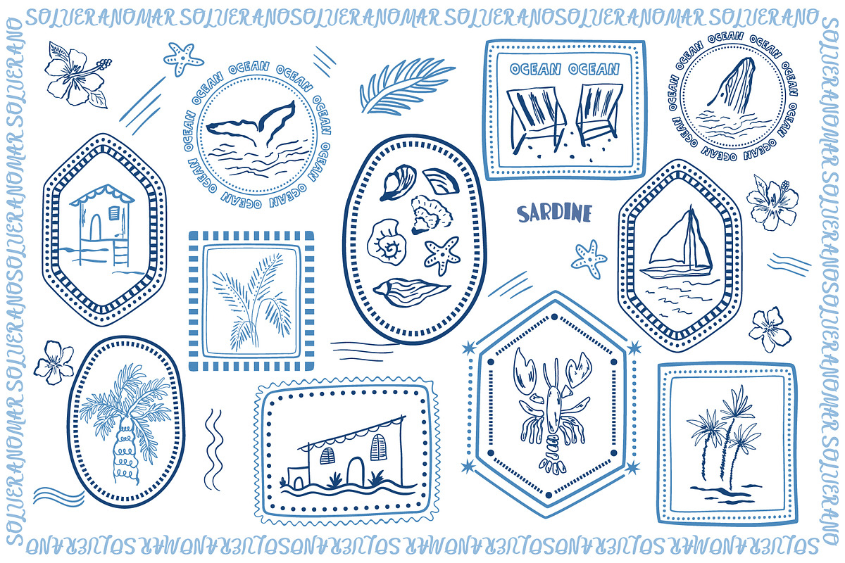 Blue coastal line art, sea clipart, an Object Graphic by Tani Kuzminka (Photo 10 of 13)