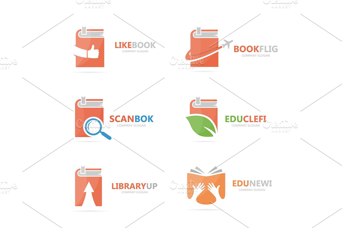 Set of book logo combination. Bookstore and library symbol or icon ...