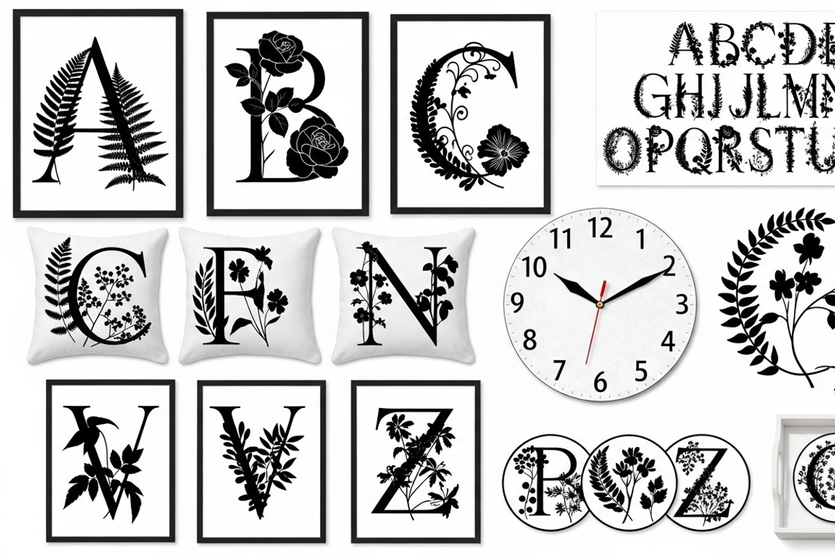 Beautiful flower alphabet set floral, an Illustration by Amazin_art (Photo 16 of 31)