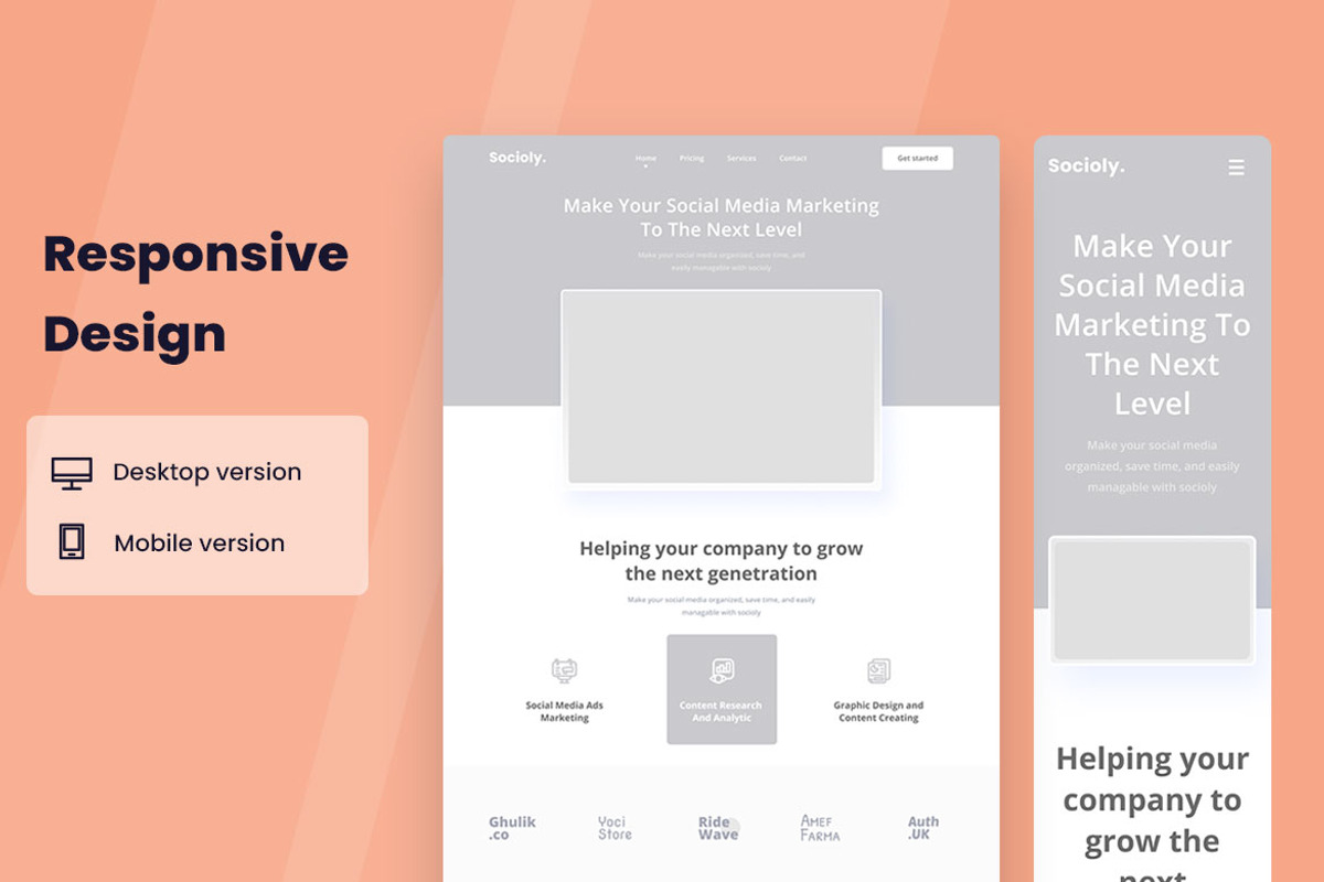 Social Media Marketing Wireframe Web, a Wireframe Template by INSPR STD (Photo 4 of 6)