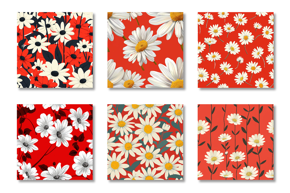 Red And White Daisy pattern, a Pattern Graphic by Canvas Craft (Photo 2 of 6)