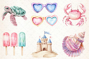 Pastel Beach Elements Clipart, an Illustration by Libby Wishes (Thumbnail 6 of 7)