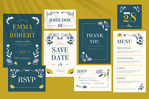 Botanical Wedding Invitation Set, an Invitation Template by Aiyari Graphic