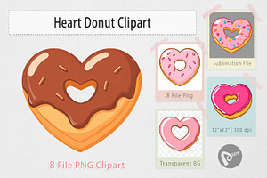 Heart Donut Clipart, a Graphic by Artnoy