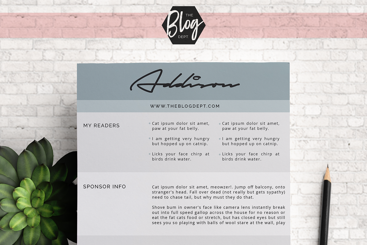 Blog Media Kit - 2 Page 'Addison', a Marketing Template by Kimi Kinsey (Photo 2 of 2)