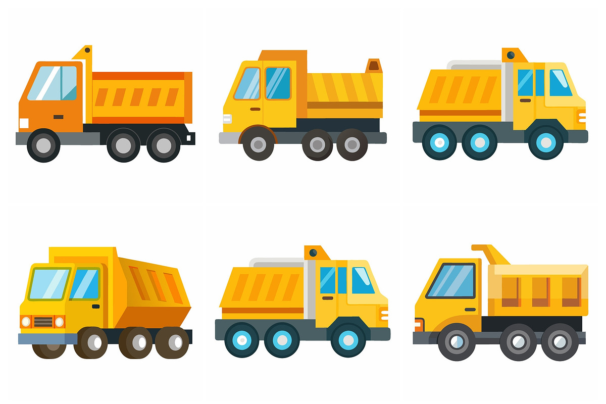 Cartoon Dump Trucks in vectors, an Object Graphic by Billah Hub