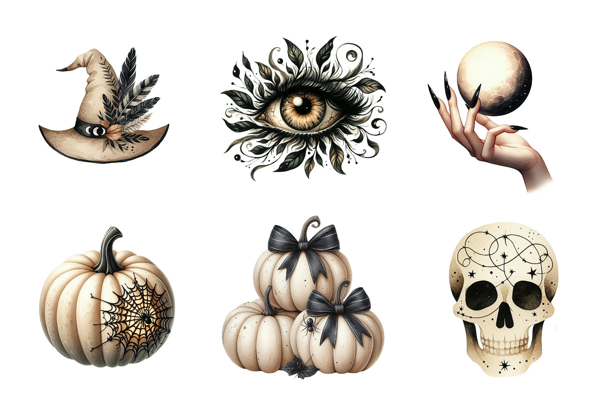 Beige & Black Halloween Clipart, an Illustration by CreationArt (Photo 4 of 5)