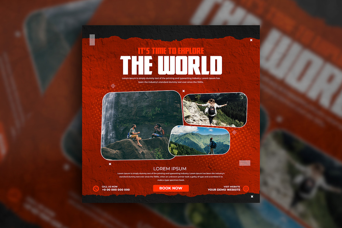 Travel social media post banner, a Social Media Template by Tanmoy Topu (Photo 10 of 11)