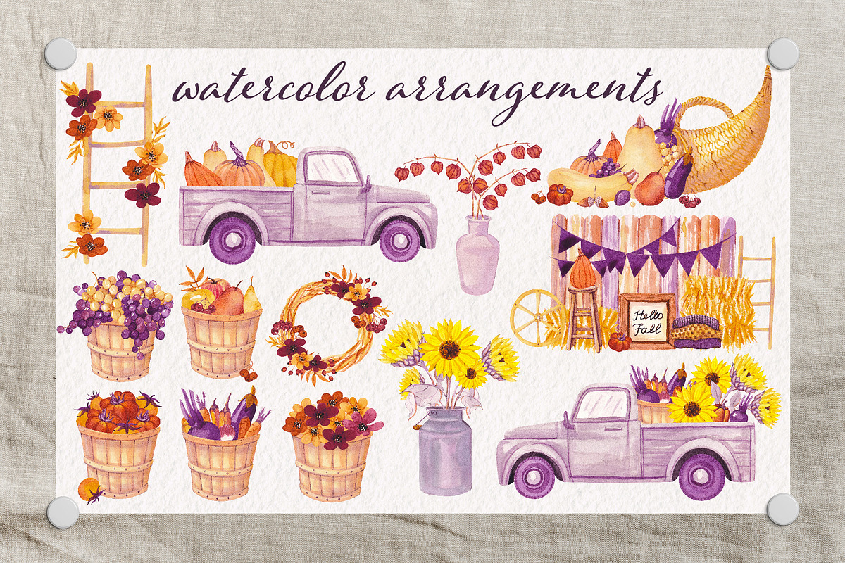 Harvest. Watercolor clipart, a Decorative Illustration by Kuzya's shop (Photo 4 of 6)