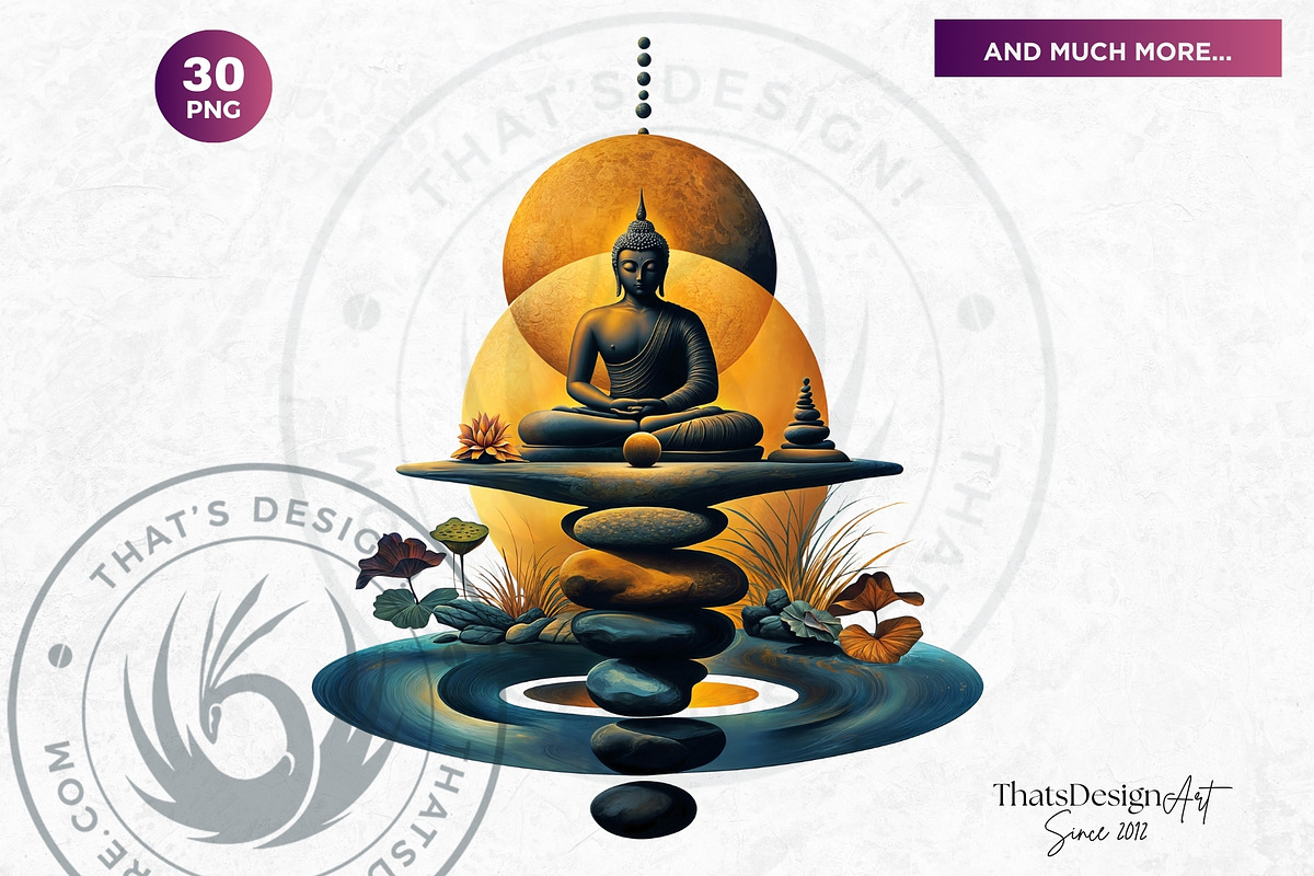 Modern Golden Buddha Clipart Set, a Decorative Illustration by ThatsDesignArt (Photo 7 of 10)