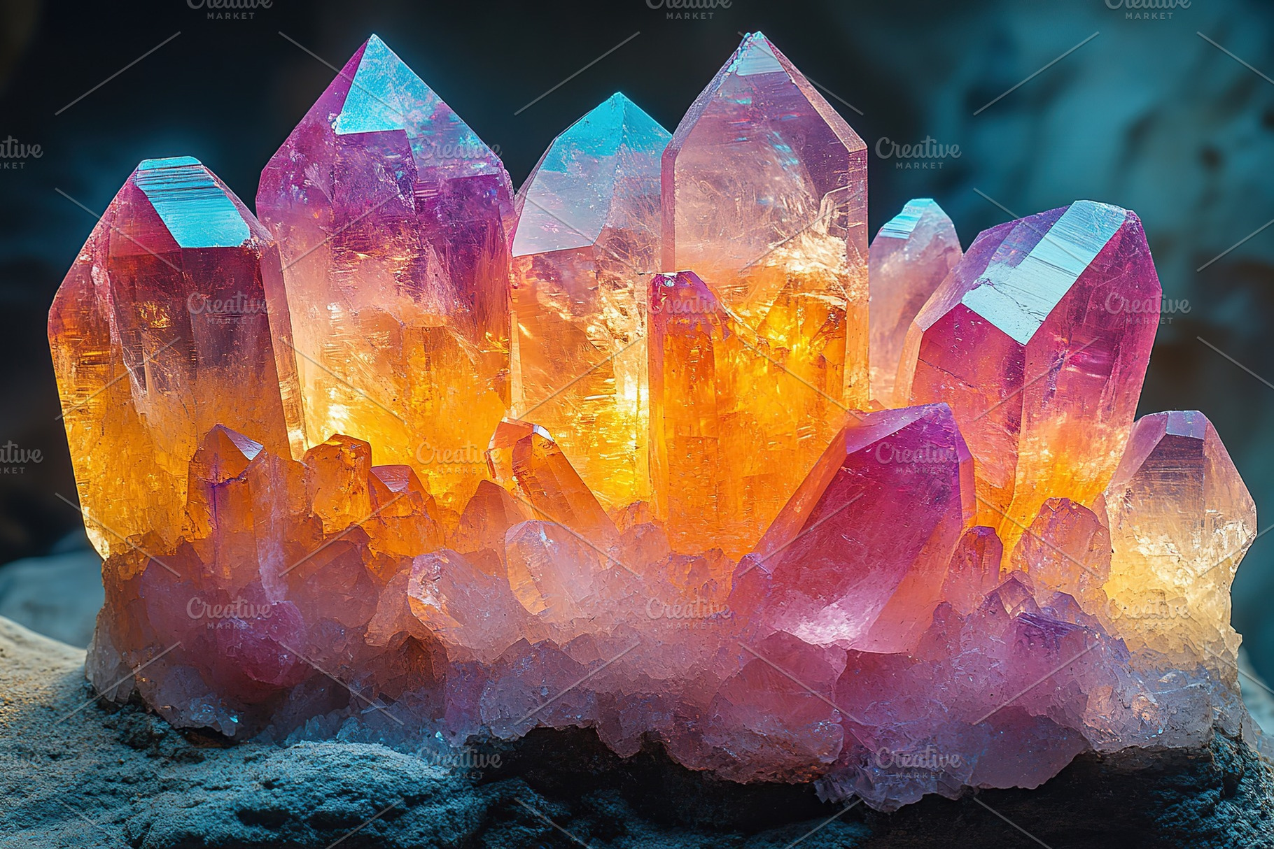Pure and clean pink quartz crystal clusters, a Nature Photo by AlyaAnd