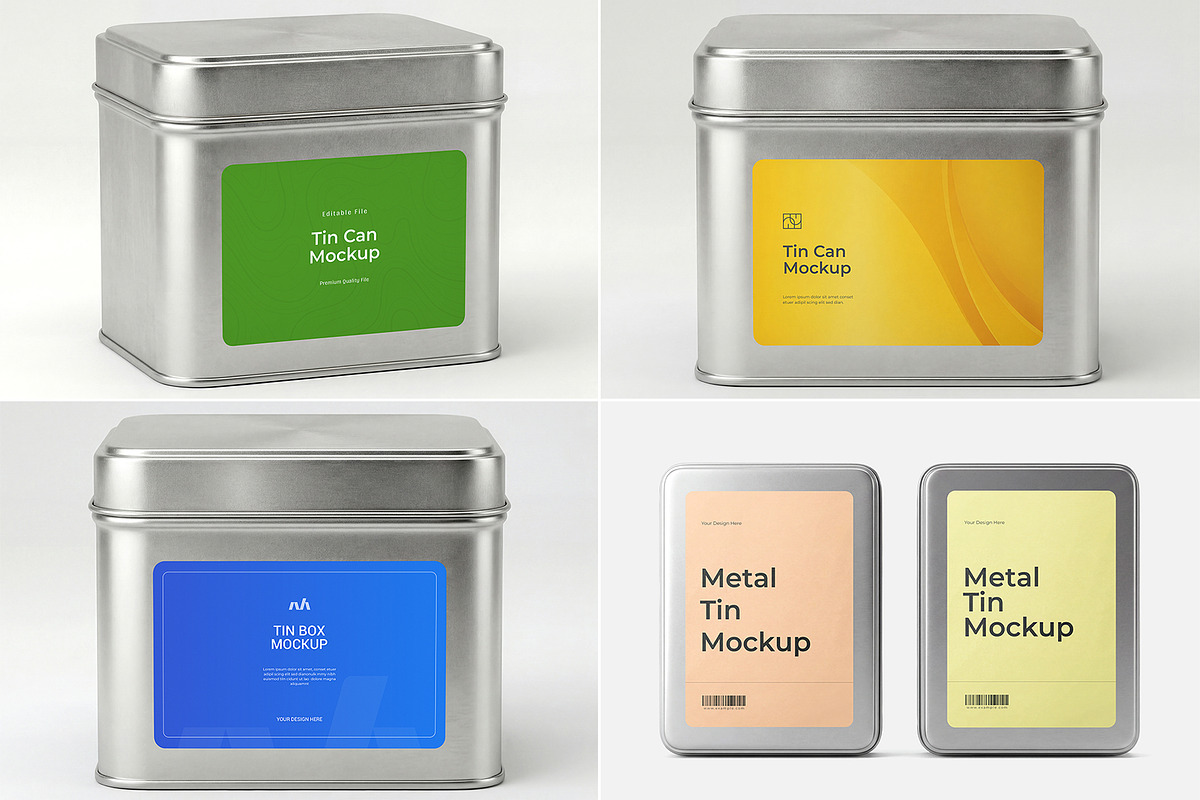 Metal Tin Can Mockup Bundle, a Packaging Mockup by graphypix (Photo 1 of 14)