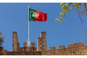 Portugal Flag on Fortress Wall in, an Architecture Photo by kavalenkava