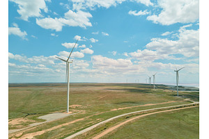 Panoramic View of Wind Turbine Farm