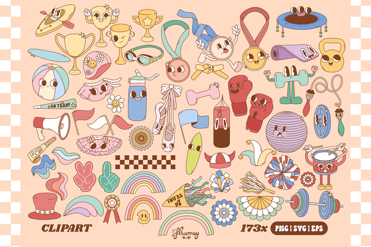 Retro Sport clipart bundle, a Sport Illustration by Huxmay (Photo 3 of 7)
