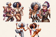 OLD LADY DRINKERS CLIPART PACK, a Person Illustration by Daring Digies (Thumbnail 3 of 9)