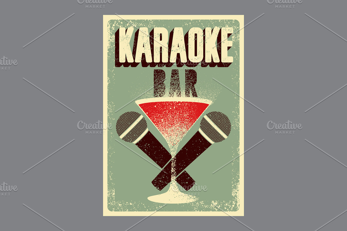 Karaoke grunge vector poster set., an Object Illustration by PoPaShop (Photo 2 of 8)