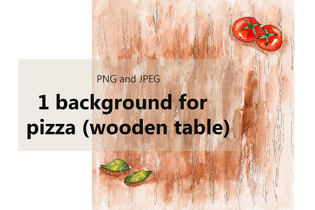 Watercolor pizza set, a Food Illustration by Olha's watercolor (Photo 4 of 4)