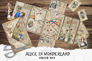 Alice in Wonderland Grunge Folio kit