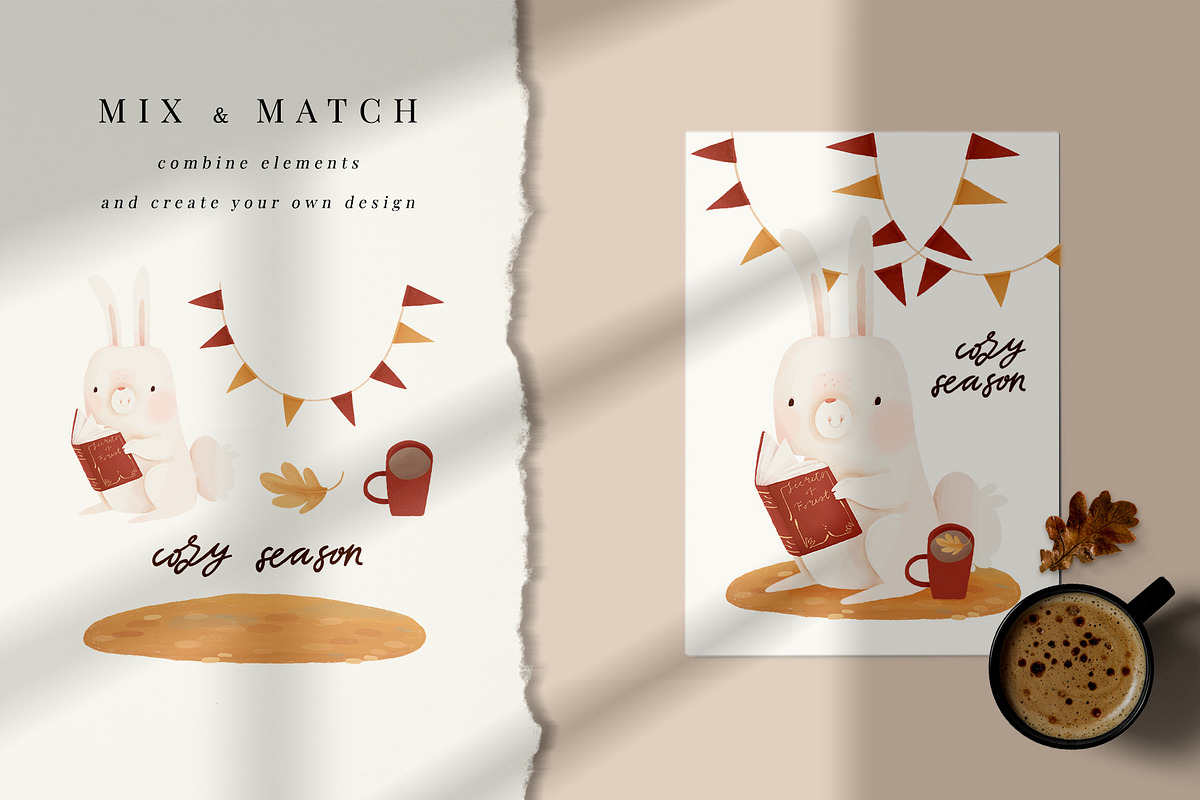Autumn friends: cozy & cute clip art, an Animal Illustration by Cute Atelier (Photo 3 of 12)