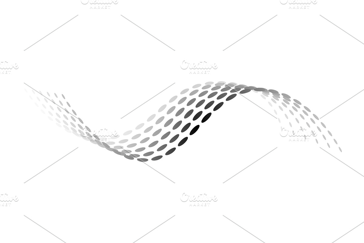 Dotted halftone waves. Flowing, an Illustration by Things for designers