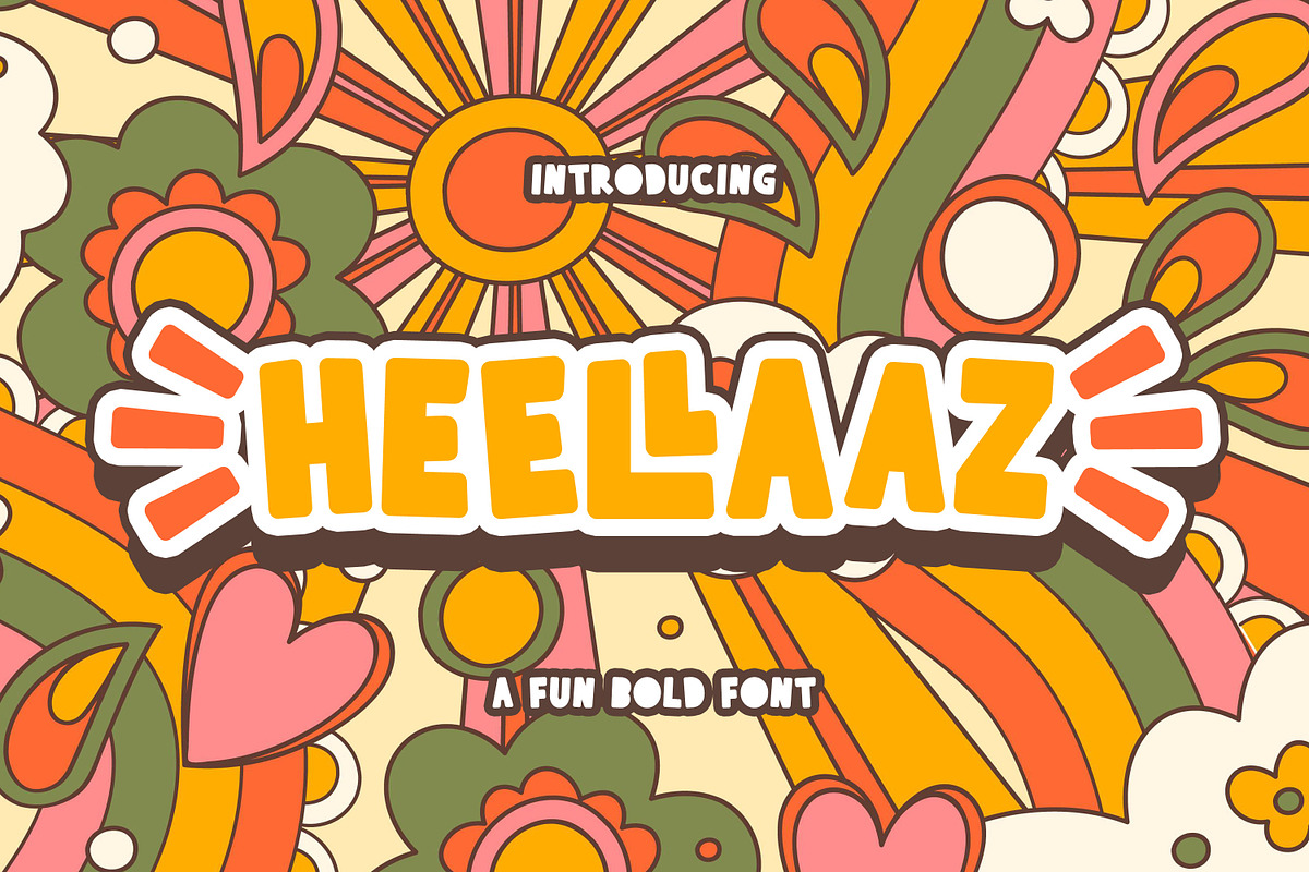 Heellaaz is a Fun Bold Font, a Sans Serif Font by Almarkhatype (Photo 1 of 10)