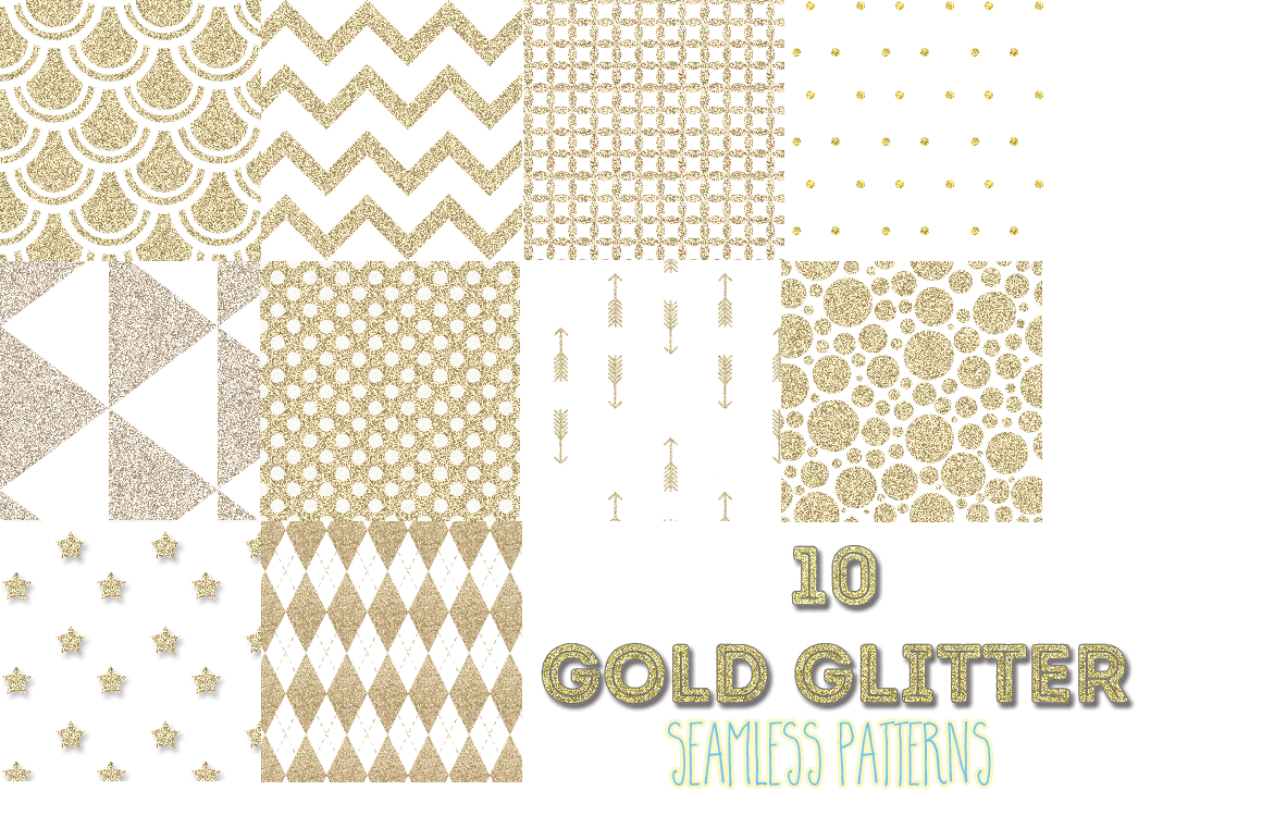 10 gold glitter seamless patterns, a Pattern Graphic by TeaBerry