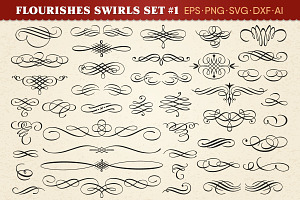 Flourishes Swirls Vector Set 1