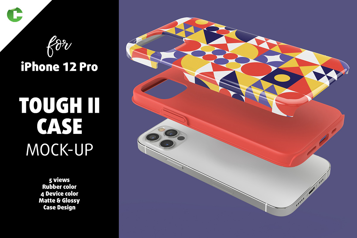 Phone 12 Pro Tough II Case Mock-up, an iPhone Mockup by Colatudo Store (Photo 1 of 9)
