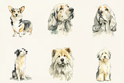 Watercolor Dogs Clipart, an Illustration by DreamCafeArt (Thumbnail 2 of 6)