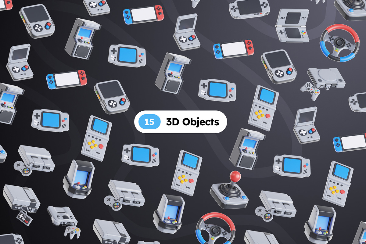 Retro Game Console 3D Icons, an Object 3D Model by Rakata Studio (Photo 5 of 7)