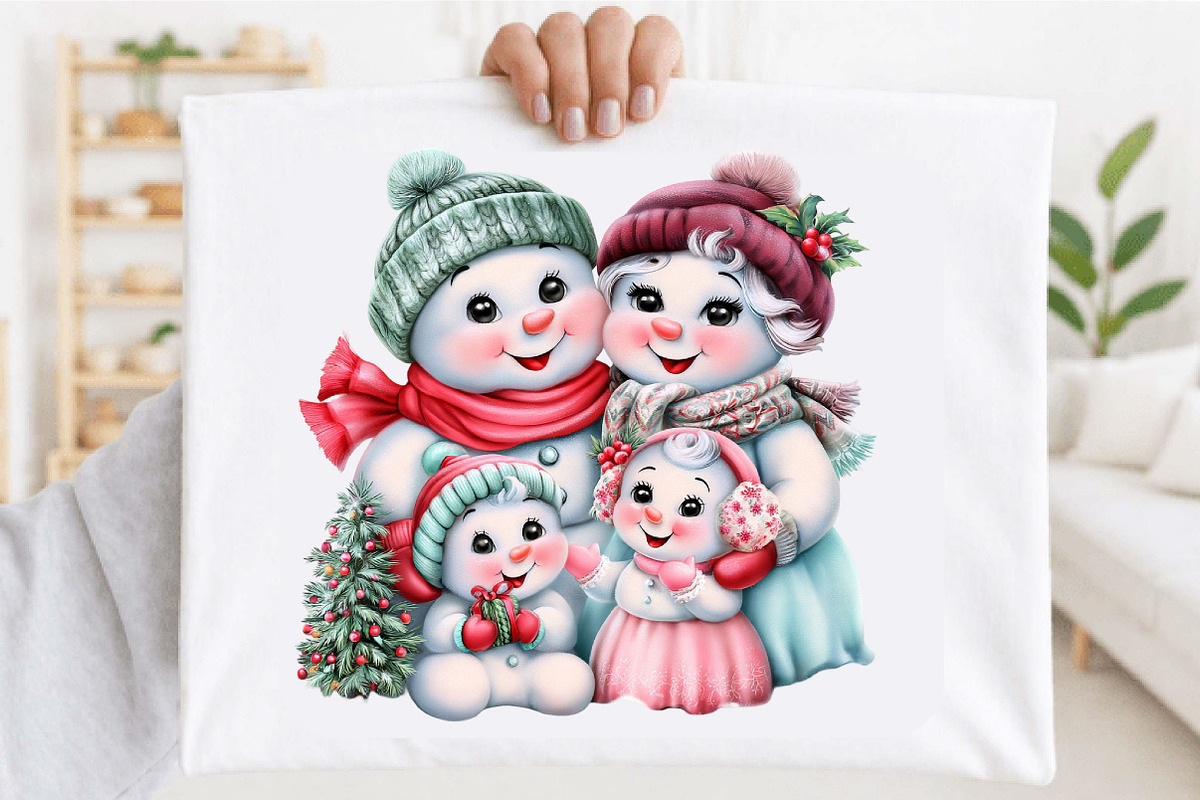 Christmas Snowman Family Clipart B, a Seasonal Illustration by SVGArt (Photo 9 of 10)