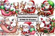 Santa Riding Sleigh Reindeer, an Illustration by Design Market (Thumbnail 1 of 3)