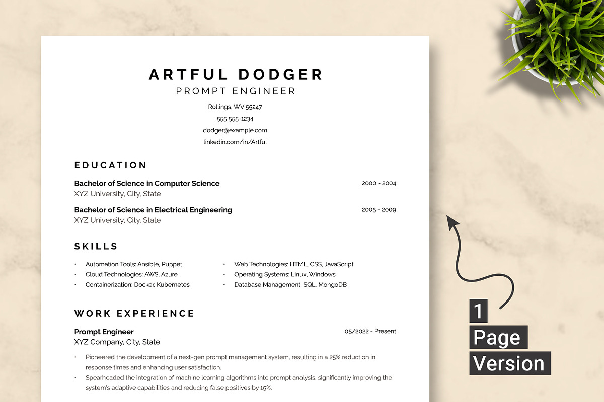 Prompt Engineer Resume Template preview 2