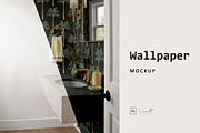 Elegant Bathroom Wallpaper Mockup, a Household Mockup by LinnestCreative (Thumbnail 1 of 8)