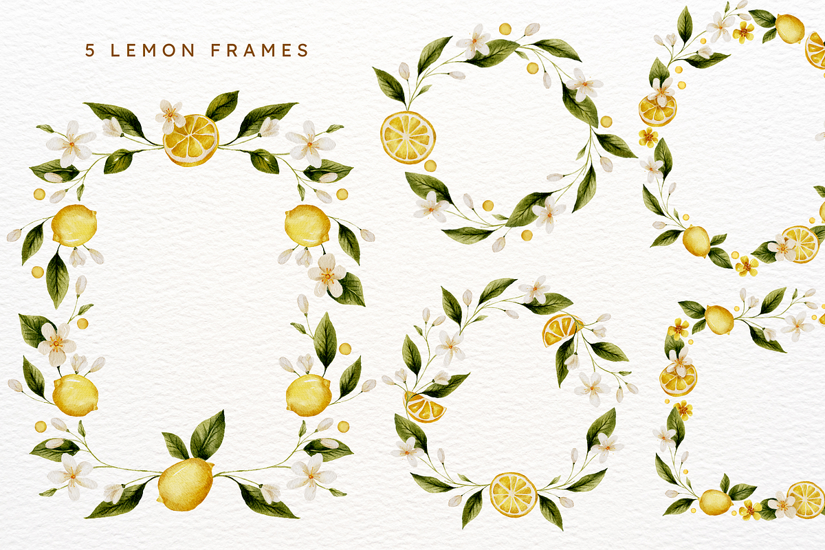 Lemon Watercolor Floral Bundle, a Decorative Illustration by Red Ink (Photo 4 of 7)