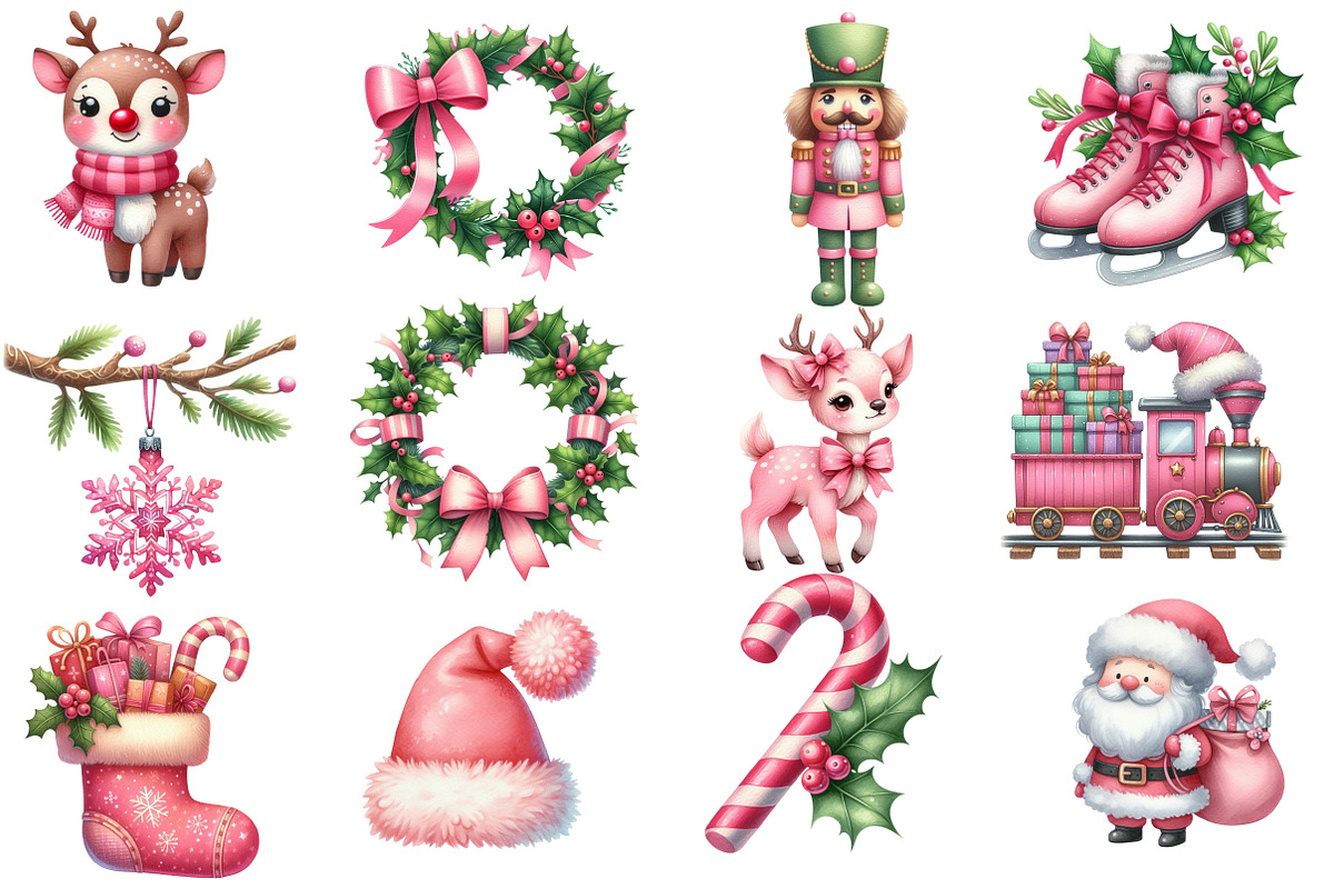 Pink Sweet Cute Christmas Clipart, an Illustration by Designworld (Photo 5 of 6)