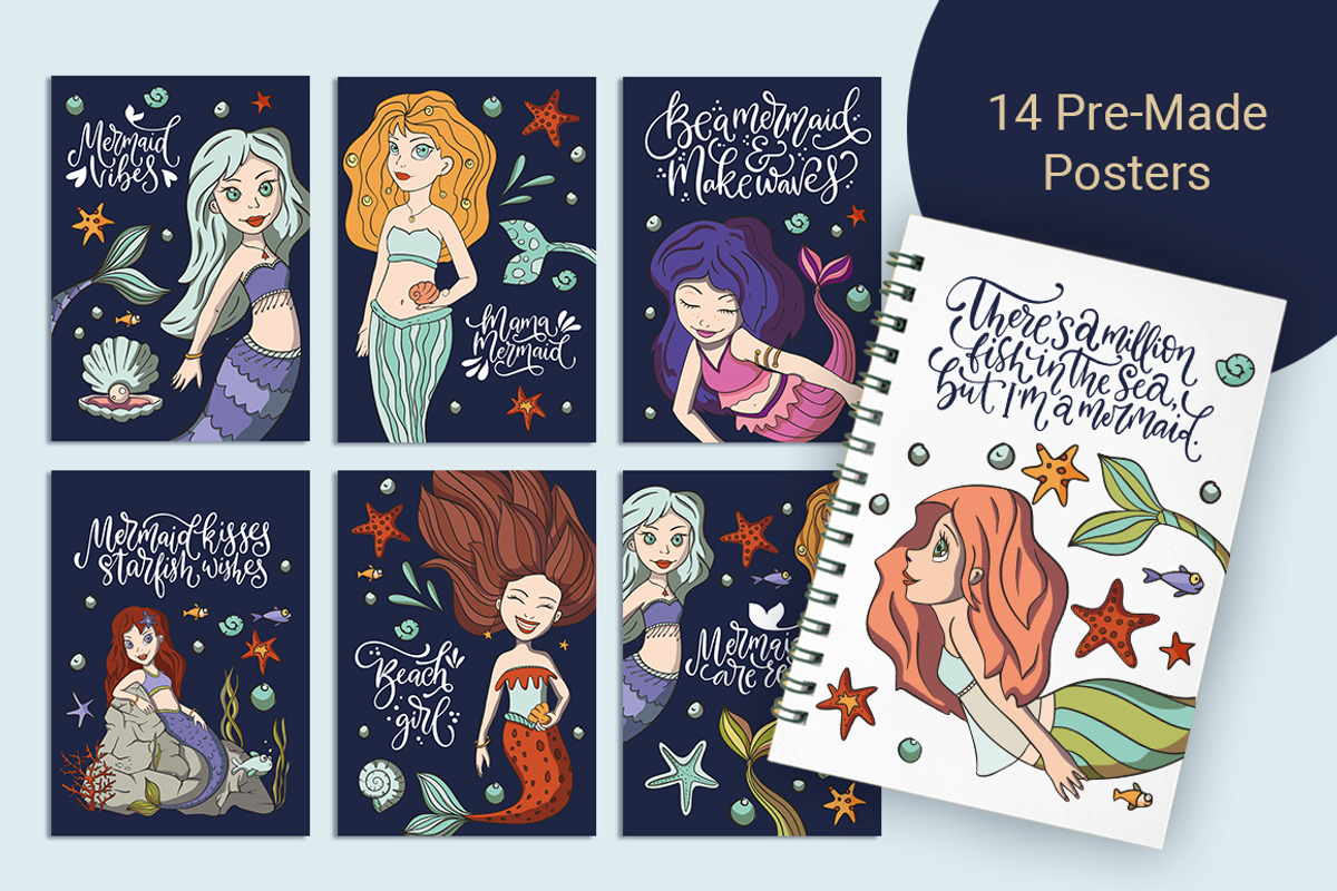 Mini Mermaid. Big Graphic Pack., a Seasonal Illustration by Red Ink (Photo 9 of 10)