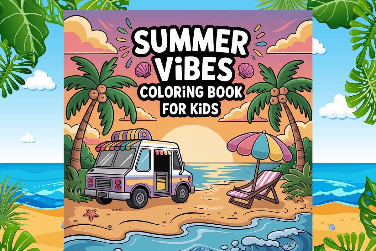 SUMMER VIBES BOLD-EASY COLORING BOOK, a Seasonal Illustration by Design Zone (Photo 4 of 5)