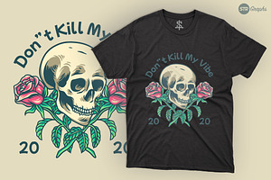 Skull And Rose - Illustration