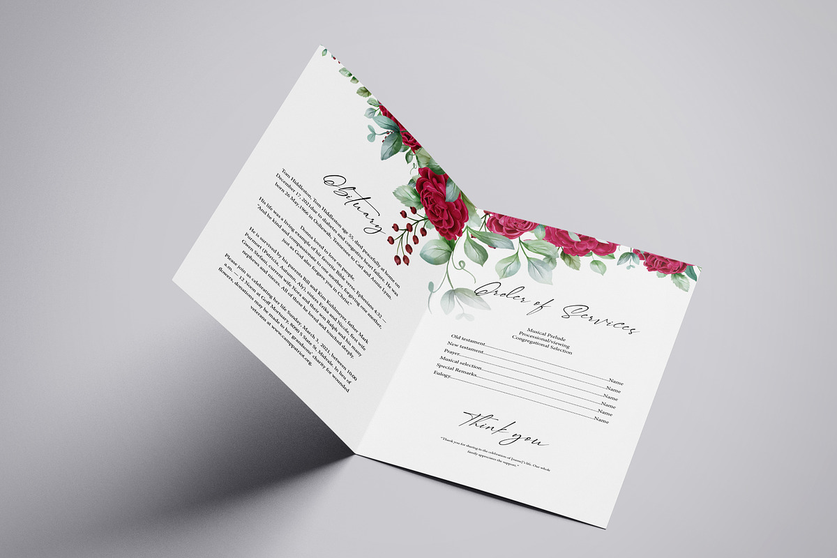 Floral Funeral Program Template, a Brochure Template by retrographix (Photo 4 of 5)